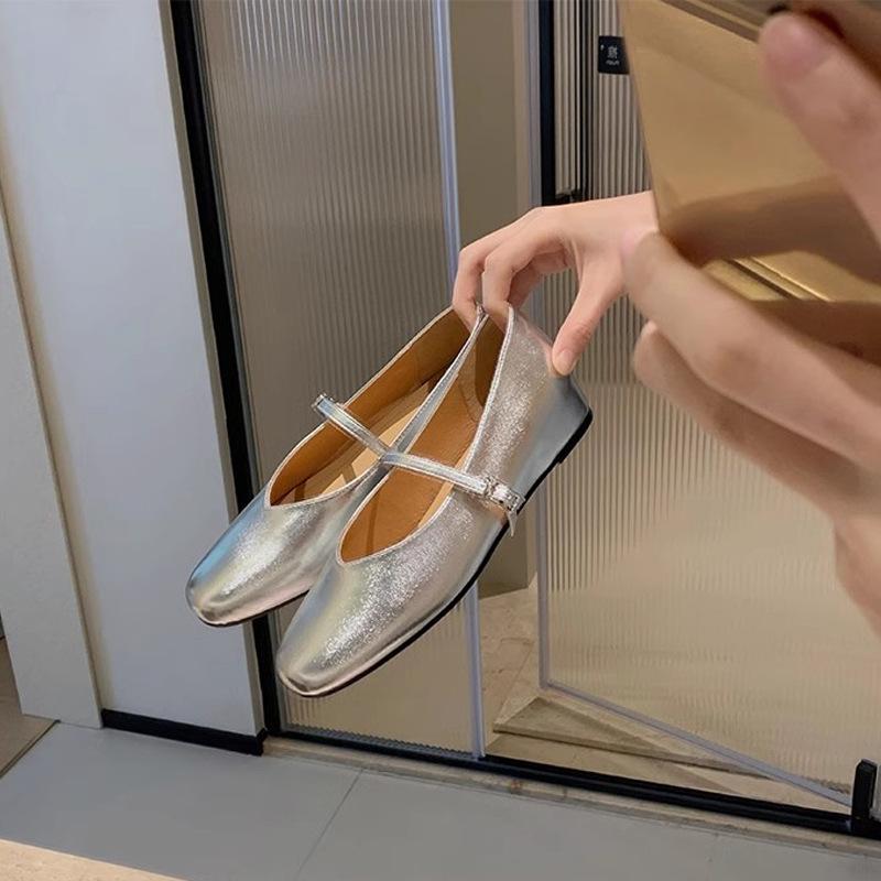 Grape Mother French Gentle Word with Bag Head Shallow Mouth Inner Height Increase Silver Mary Jane Women's Shoes Platform Single Shoes Women