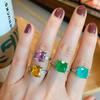 Новое кольцо знаменитости с квадратной имитацией изумруда, имитация цвета параиба, ювелирное кольцо