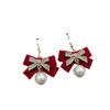 Red Bow Choker Zinc Zinc Alloy Velvet Collar Necklaces Elegant Bowknot Earrings  New Year