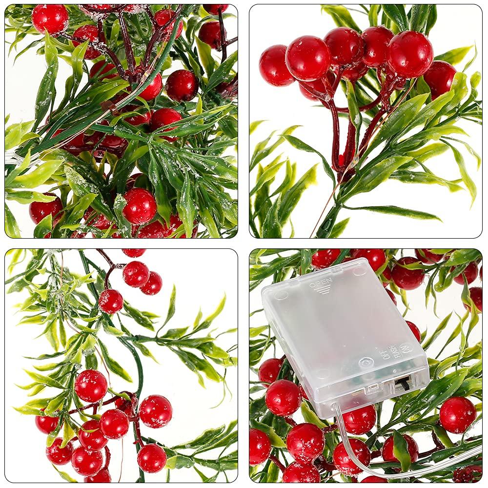 Красная ягодная сосновая шишка Рождественские светодиодные декоративные фонари Огни из медной проволоки Рождественские огни из сосновой шишки Водонепроницаемые струнные украшения из сосновых иголок