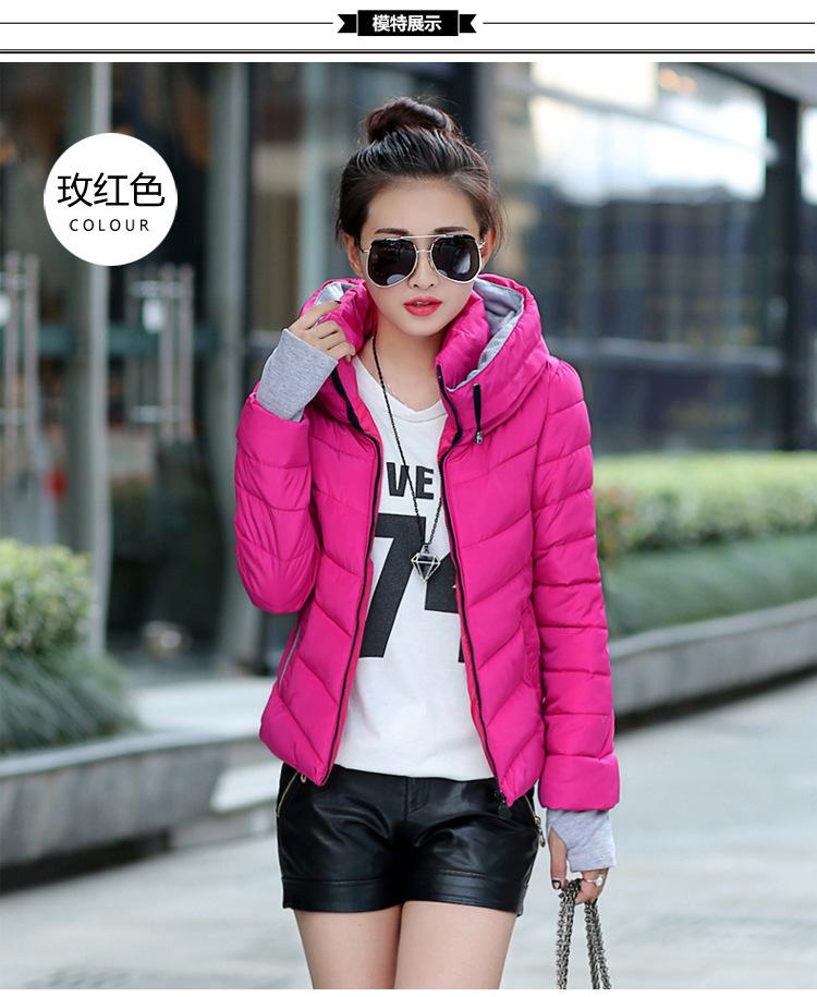 Down cotton clothes women's short models new winter hooded fashion slim women's gloves cotton clothes manufacturer