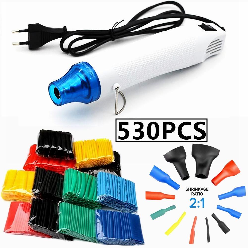 164 шт./530 шт. термоусадочные трубки, изоляционные термоусадочные трубки, ассортимент электронных полиолефиновых проводов, комплект кабельных муфт, тепловая пушка