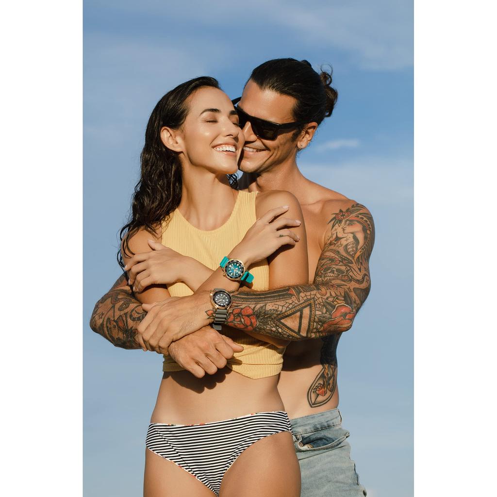 Citizen Часы Promaster Dive Watch с тремя стрелками и датой, сертифицированные по стандарту ISO, светящиеся стрелки и маркеры, вращающийся безель, Dive Eco-Drive, бирюзовый/золотистый оттенок, бирюзовый/золотистый оттенок. ,