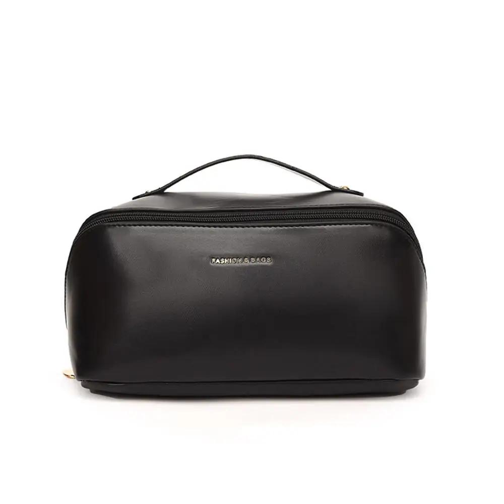 New Makeup Bag Pu Leather Portable Travel Wash Cosmetic Bag Toiletries Organizer Female Storage Handheld Box