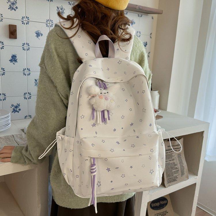 Schoolbag star printing large capacity cute schoolbag girl small fresh campus middle school student backpack light travel backpack