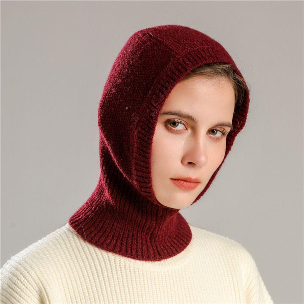 Woolen Balaclava Hat Windproof Neck Collar Beanies Cap Casual Knitted Hooded Cap Male/Female