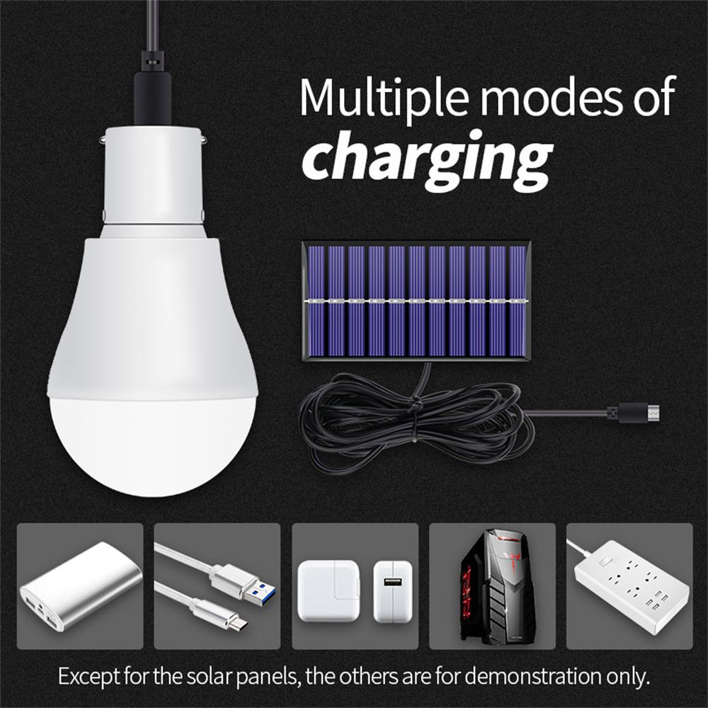 Solar Light Waterproof USB Charged Hanging Emergency Sunlight Powered Lamp Outdoor Indoor House Solar Bulb Light Solar Panels