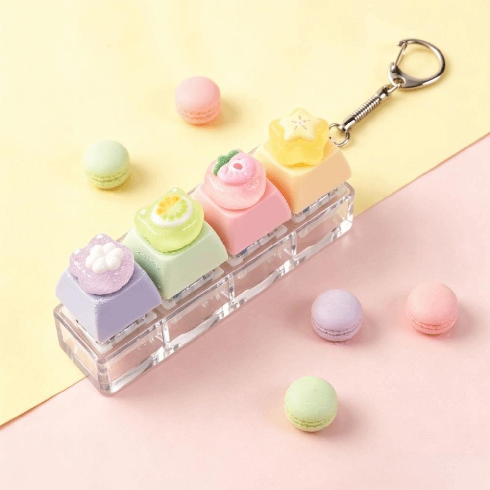 4-Key Reduce Pressure Toy Fruit Mini Keychain Pendant Push Button Keychain Reduce Anxiety