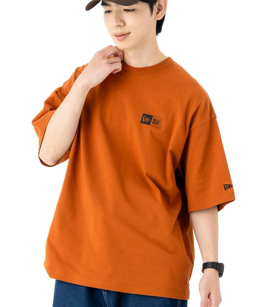 NEW ERA Short Sleeve Oversized Rust Orange black Box Logo T-Shirt