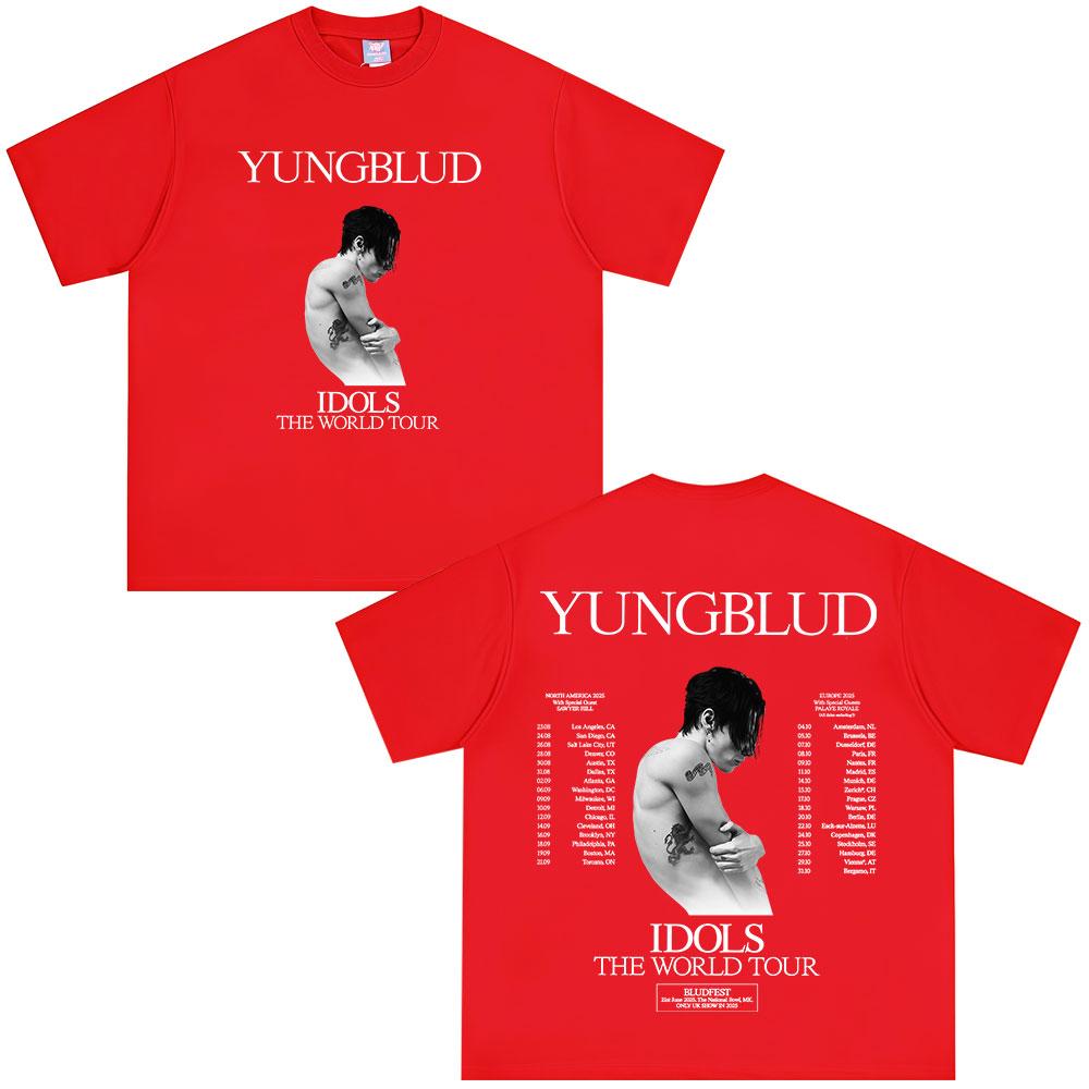 Yungblud IDOLS Мировой Тур 2025 Футболки Подарок для Фанатов Унисекс Женские Хип-Хоп Футболки с Коротким Рукавом Оверсайз Повседневные Хлопковые Футболки