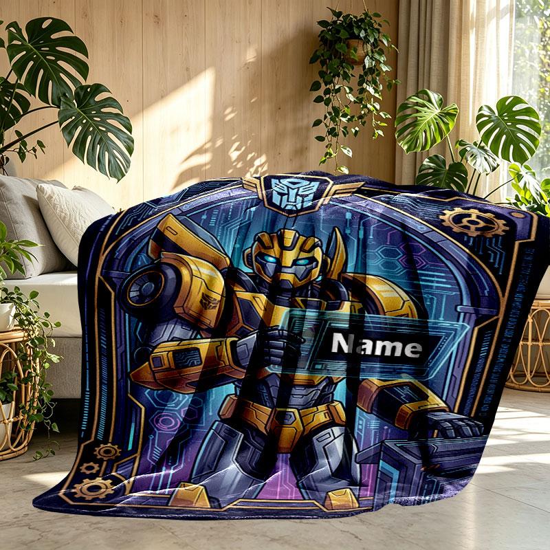 Custom Name Personalized Bumblebee Print Blanket, Home Decor, Bedroom, Sofa, Camping, Couch, Gifts for Birthday Christmas