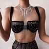 Rhinestone Chest Chain Necklace Sexy Tassel Design Adjustable Length Sparkling Body Necklace Daily Wear Jewelry