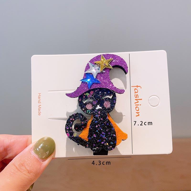 Хэллоуин Детские аксессуары для волос, Тыква Привидение, Забавные заколки для волос ручной работы, Черный бант с летучей мышью, Заколки для волос для вечеринки для девочек