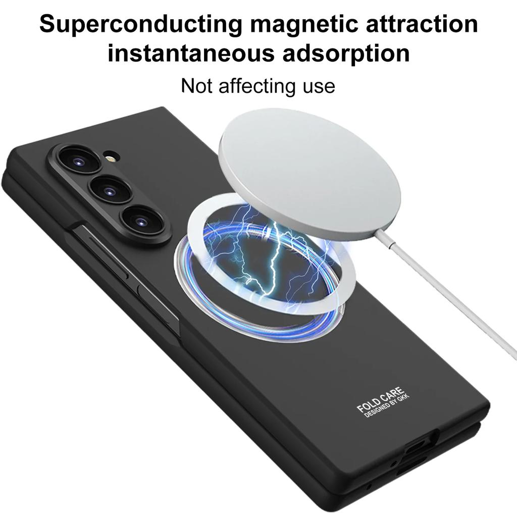 Magnetic Wireless Charging with Tempered Film Phone Case for Samsung Galaxy Z Fold 7 6 Fold7 Fold6 Protective Shockproof Cover