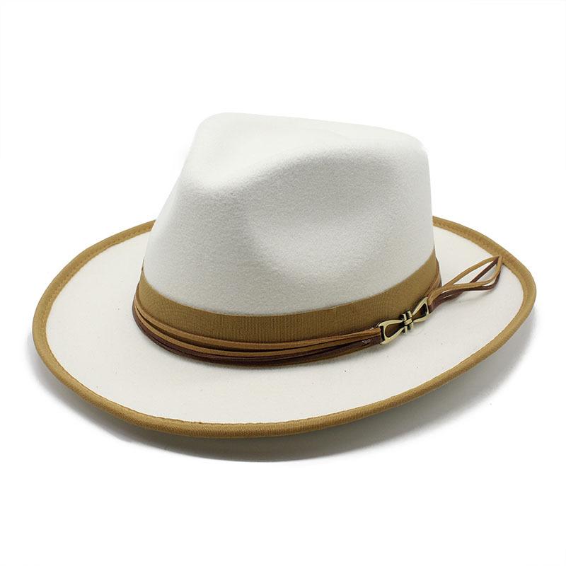 Wool Felt Jazz Hat Men'S Vintage British Wool Gift Hat Hemmed Felt Hat