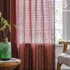 Красные богемные полосатые хлопково-льняные шторы для гостиной - Ретро стиль
