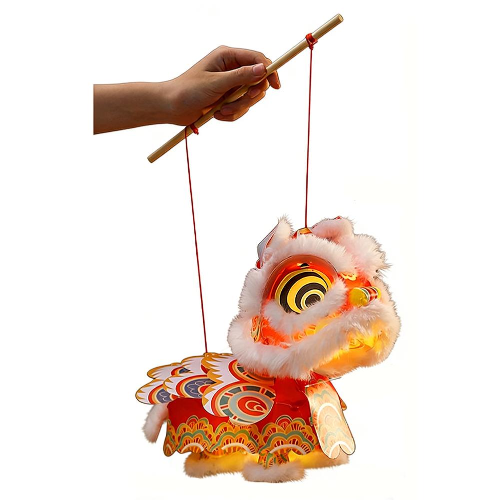 2026 Year Of The Horse Lion Dance Lantern Handmade DIY Material Package, Children's Handheld PVC Waterproof Luminous Toy