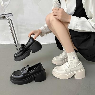 Летние туфли Kolaya на толстом каблуке и платформе-маффин из кожи, женские осенне-зимние новые педальные универсальные