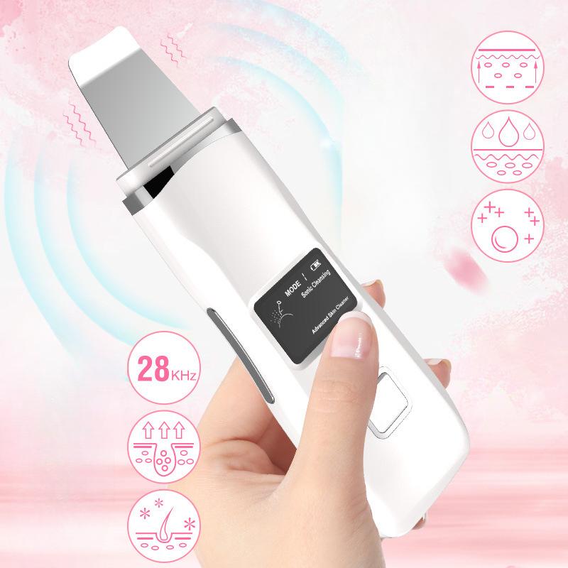 Новый ультразвуковой скребок для бытовой чистки кожи, лопатка для удаления черных точек, многофункциональный импортный инструмент с красным и синим светом.