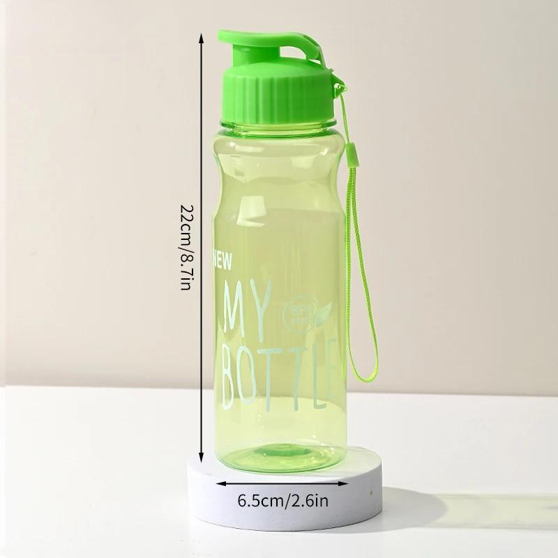 600ML Transparent&Portable Leak-proof Shaker Sports Water Bottle with Lid for School Gym Travel Girl Boy BPA Free