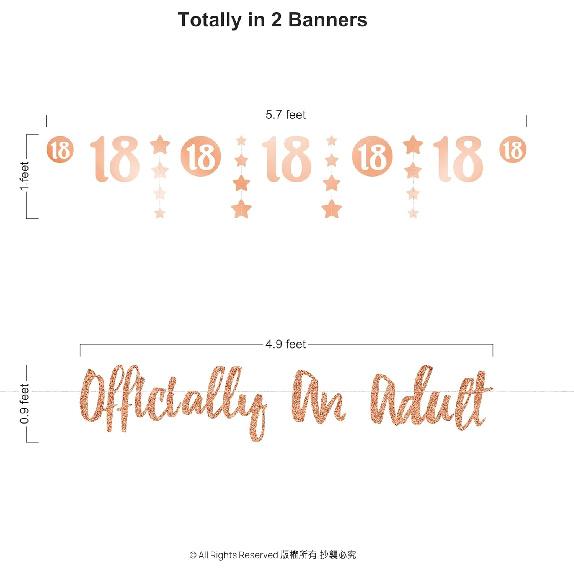 Cheerland Баннер-вывеска на 18-летие Официальное празднование совершеннолетия Баннер с блестящим розово-золотым фоном Для девочек женщин 18 лет Юбилей День рождения