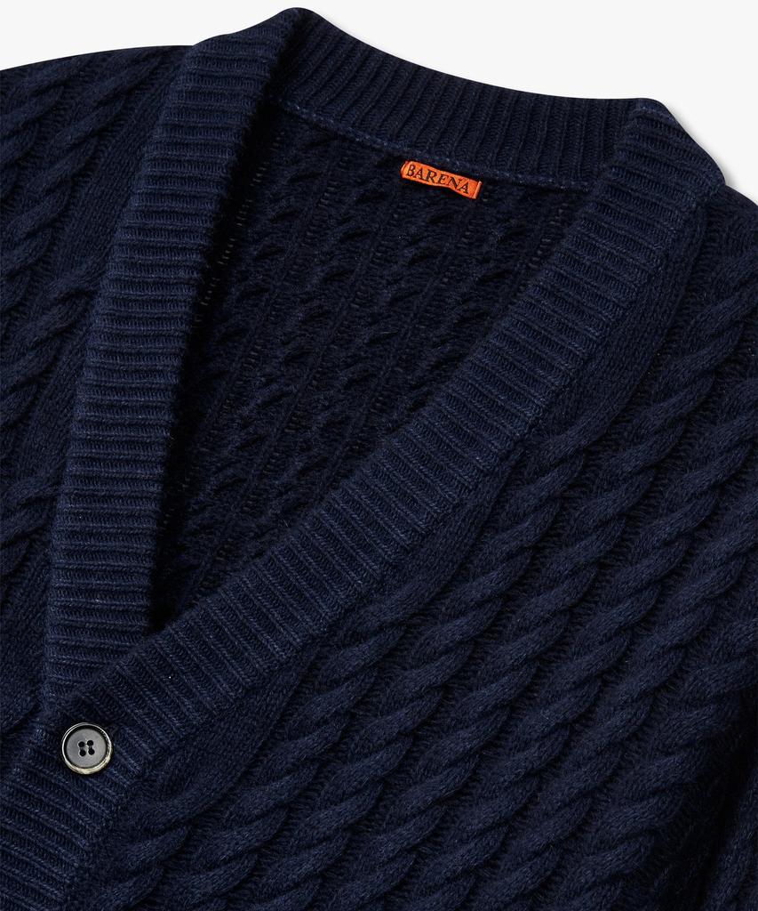 Man On The Boon [Barena] Cable V-Neck Knit Cardigan_Navy 4714360104