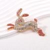 Pink Rhinestone Rabbit Brooch Animal Brooch With Diamond Alloy Zodiac Rabbit Brooch Accessories