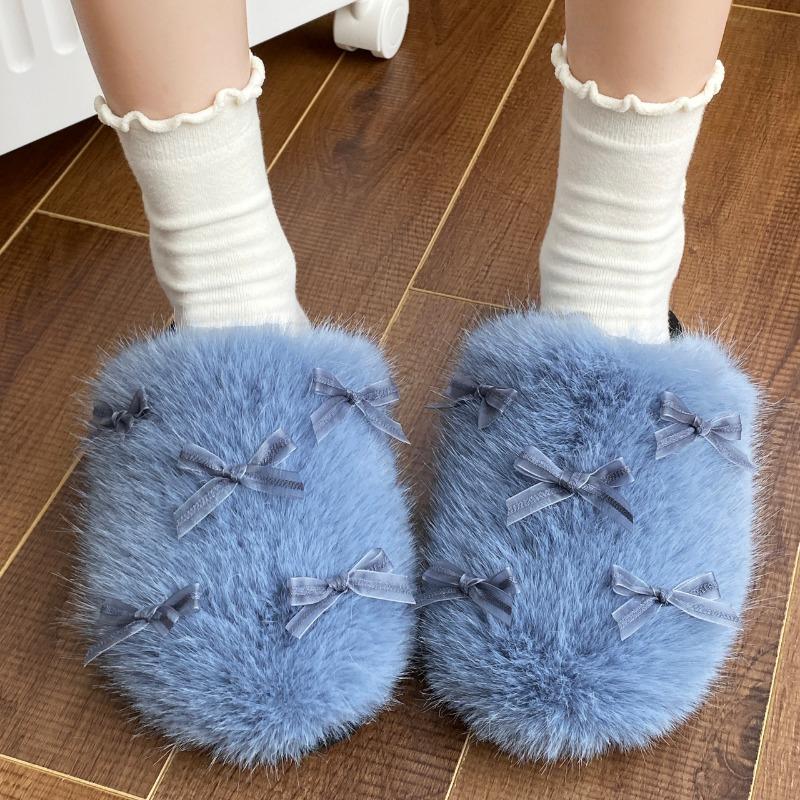 Мода 2025 Новые Популярные Мохнатые для Женщин Осень Зима Новые для Домашнего Использования Нескользящие Увеличивающие Рост Женские Теплые Хлопковые Тапочки