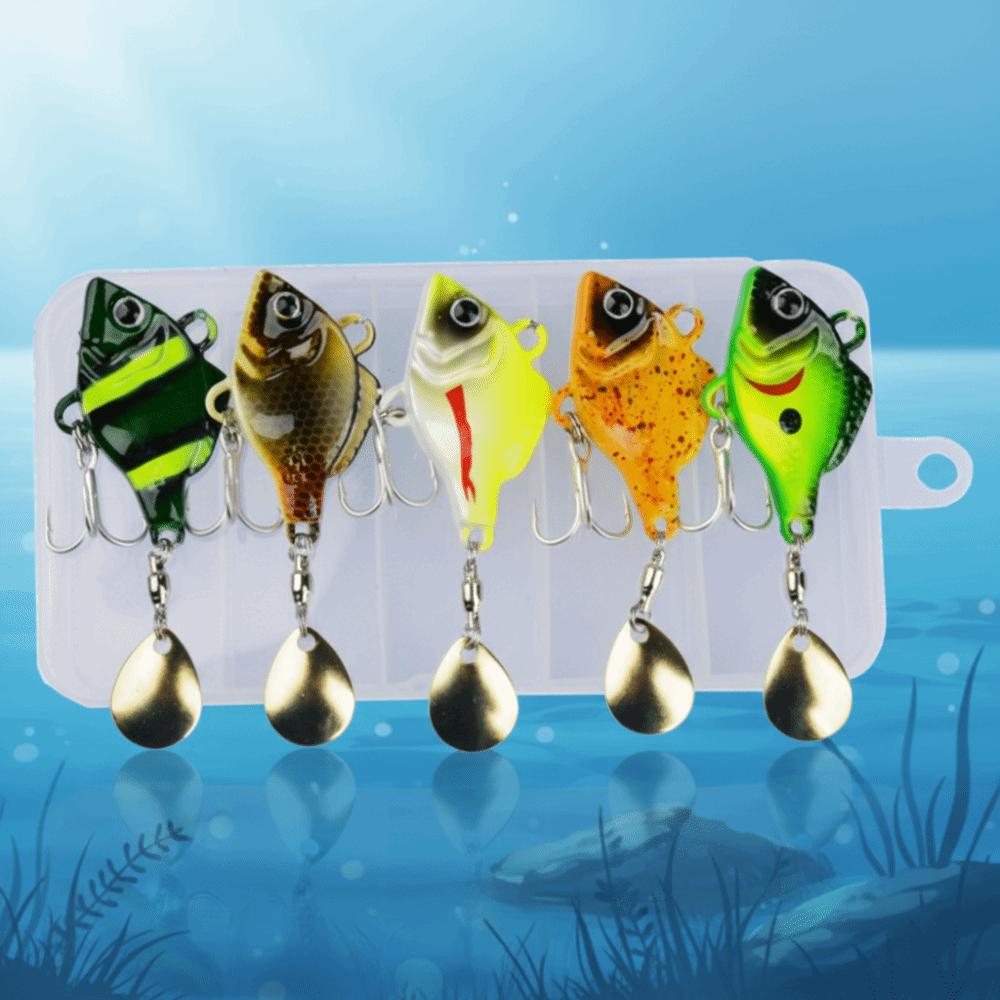 5pcs Vibration Bait Fishing Lures Kit with Box Fishing Lures Hooks Fishing Tool