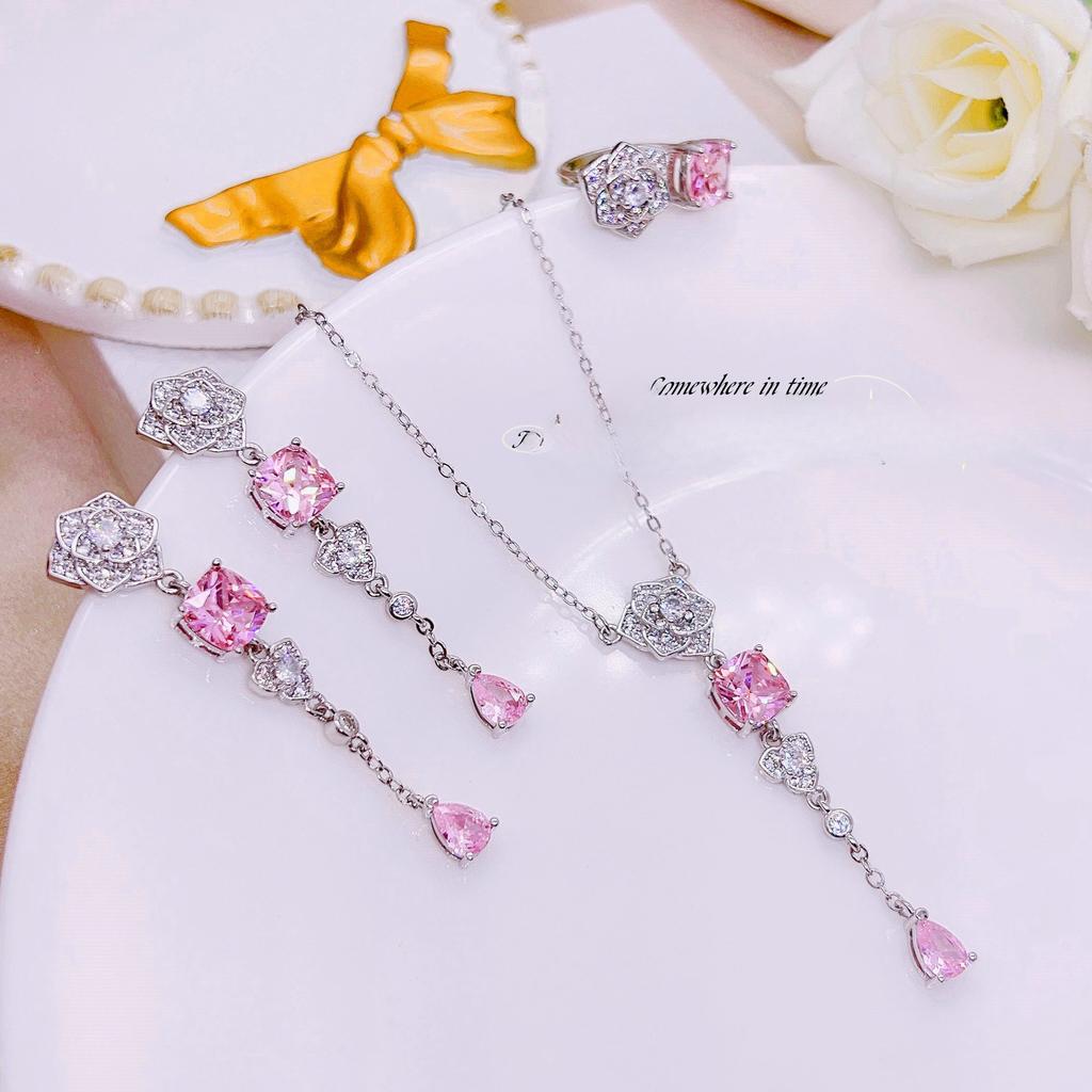 Серьги Color Treasure, кольцо Fanta, набор из фиолетово-желтых бриллиантов