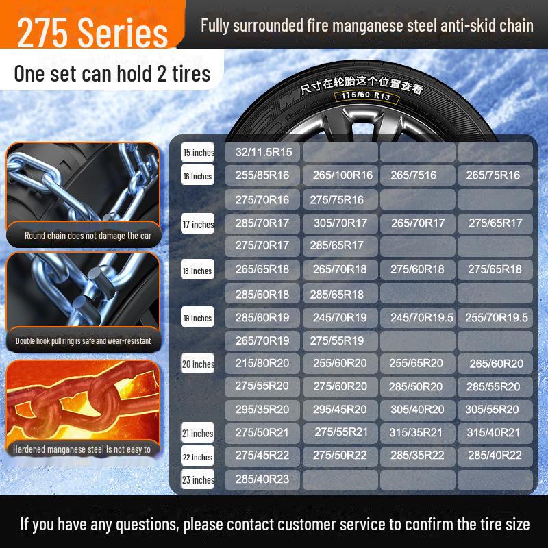 Противоскользящие зимние цепи для внедорожной техники - Bold & Encrypted. Подходит для легковых автомобилей, пикапов, внедорожников и трамваев.