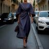 Women's Fashion Temperament Elegant Waist Dress Casual Bat-sleeve Dress
