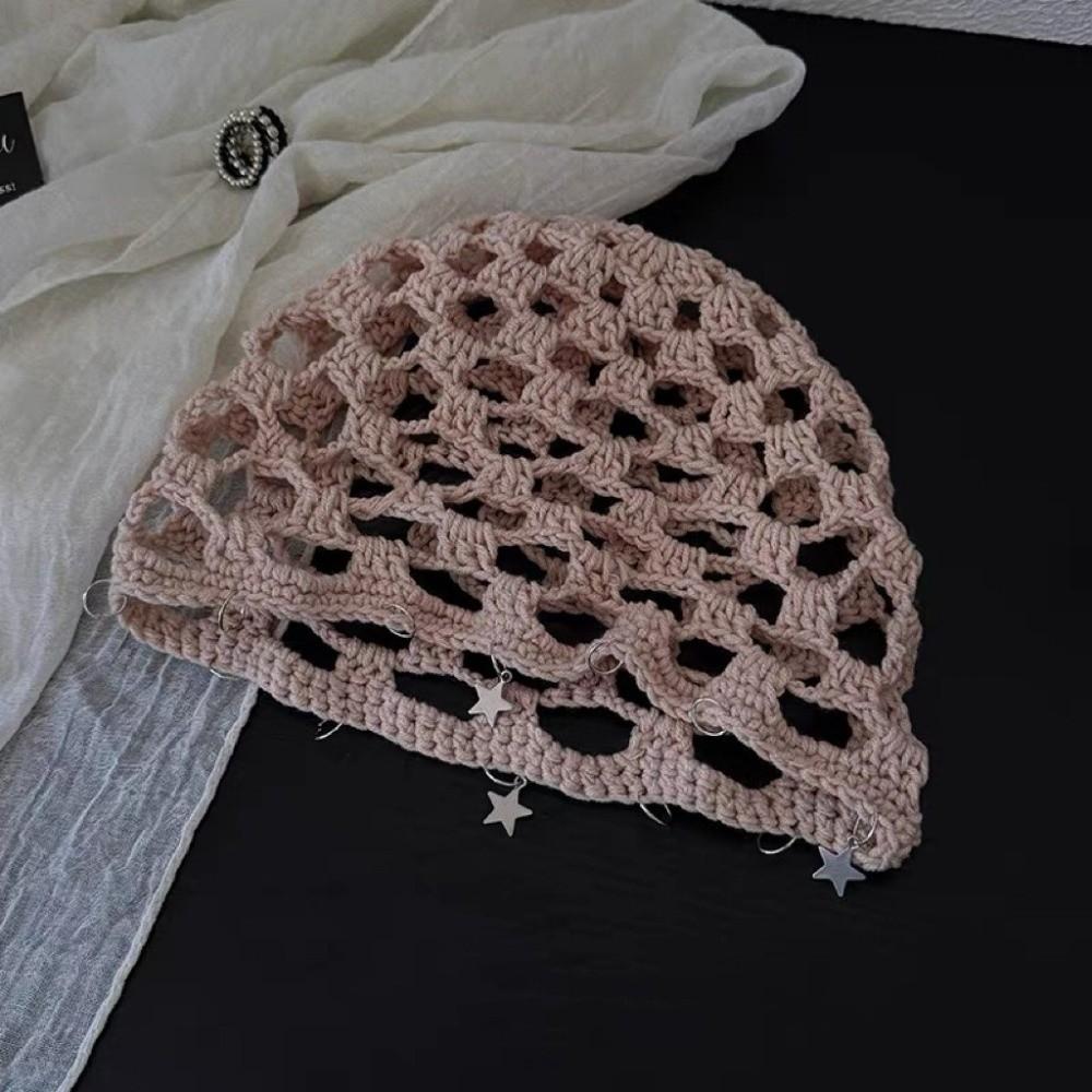 Hollow Out Crochet Hollow Knitted Hat Star Tassels Weave Cap Fashion Knit Beanies Outdoor