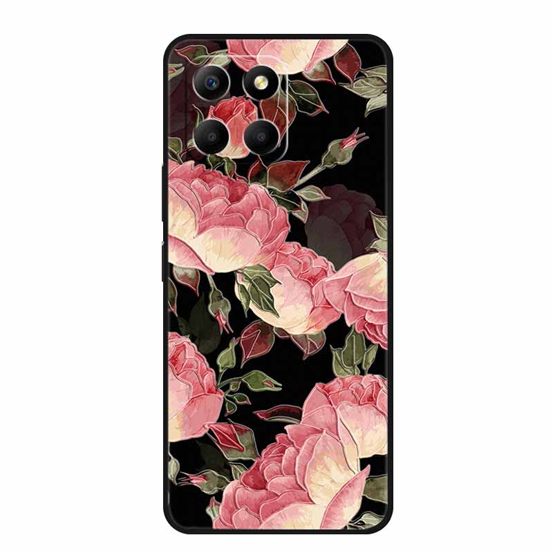 3D Тисненый Чехол Для Honor Play 9A 2024 X5b Plus X8C X6C 4G Чехол Для Телефона 9 A X 8 6 C Coque Цветы Черный Силикон Мягкая Задняя Крышка