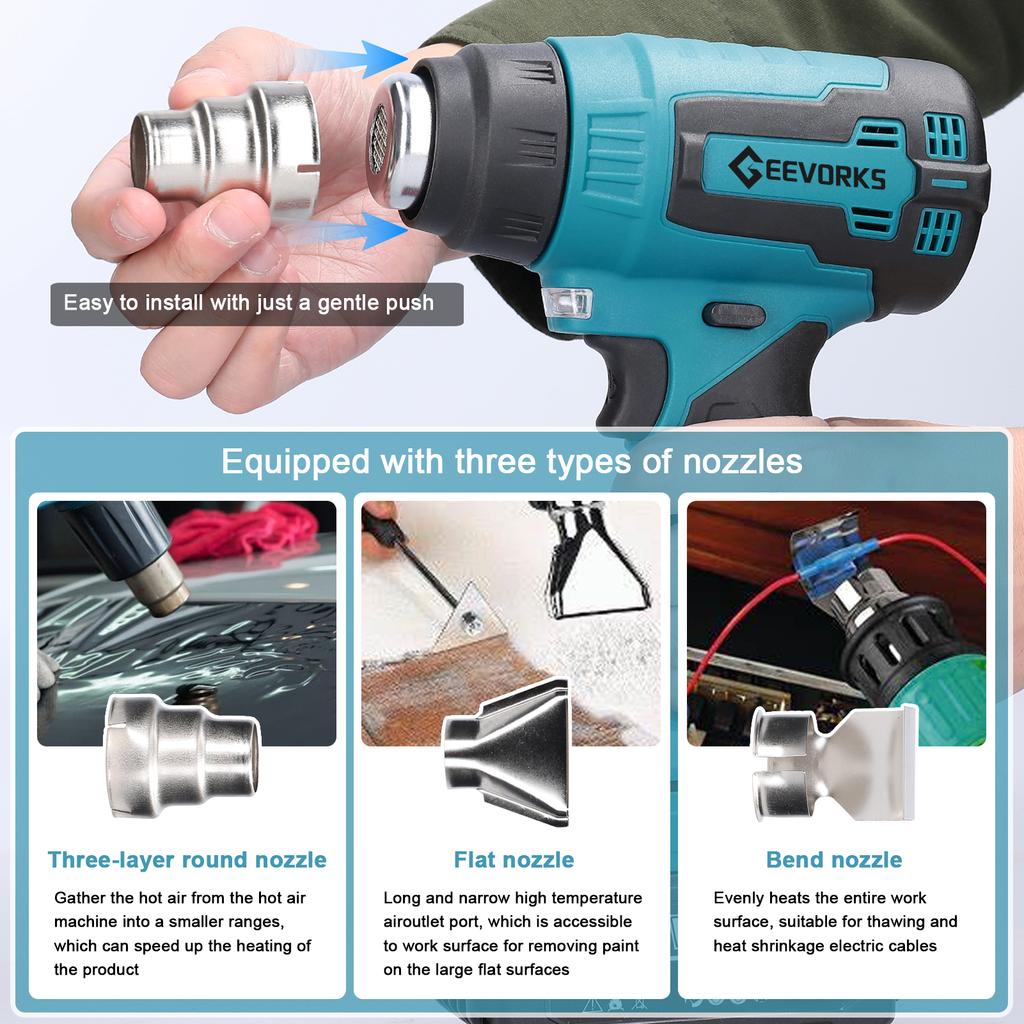 Беспроводная ручная машина для горячего воздуха, литиевое перезаряжаемое нагревательное оборудование, высокотемпературная мощность