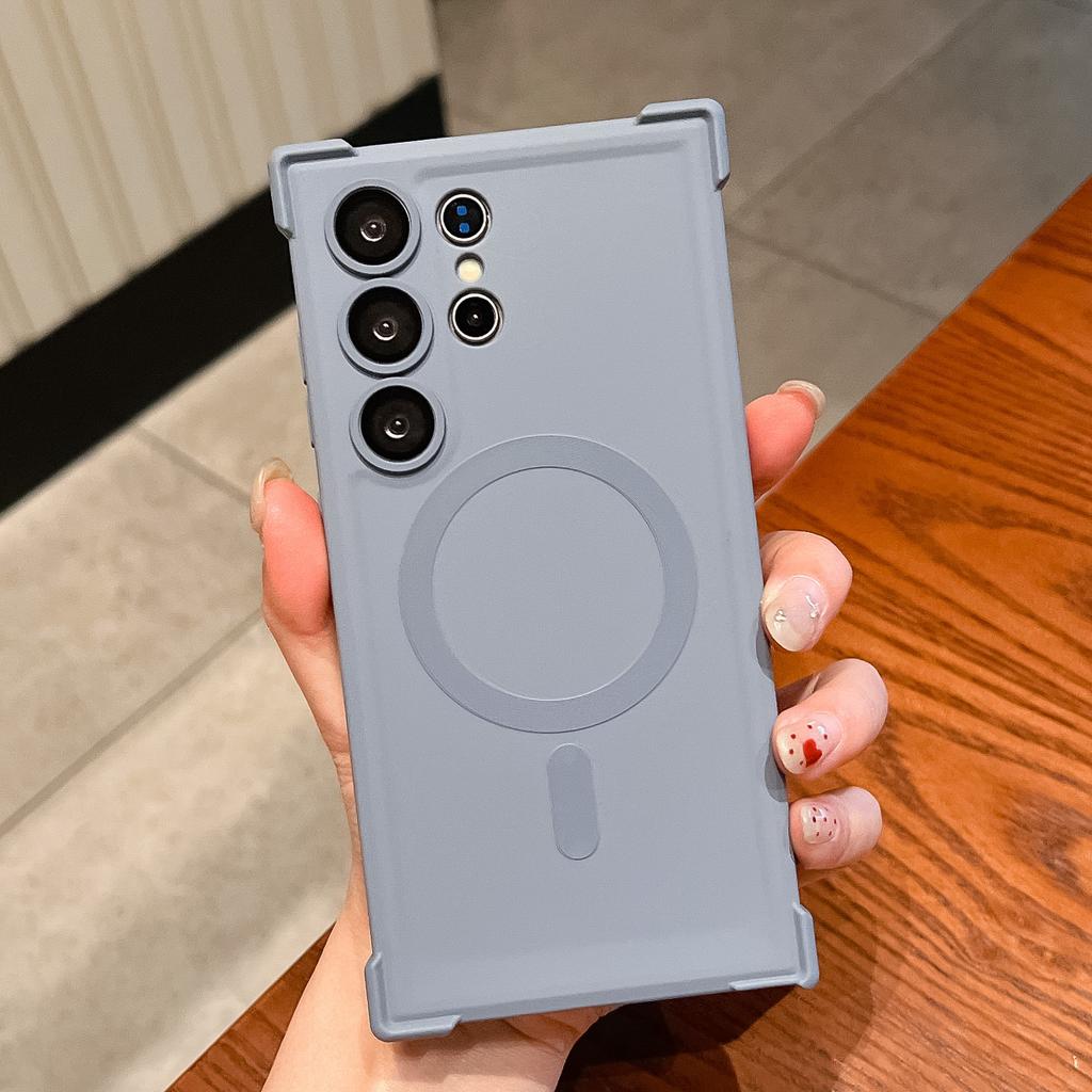 Подходит для Samsung S25 Ultra Магнитный чехол для мобильного телефона S24 Жидкое ощущение кожи Четыре угла Защита от падения S23 Силиконовый мягкий чехол Все