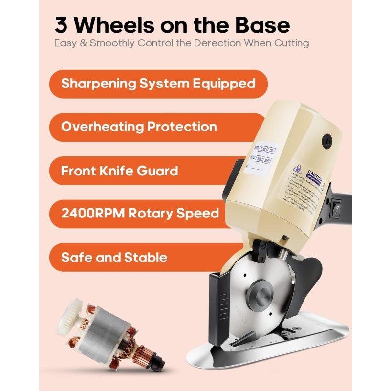 Электрический ротационный резак для ткани, резак для ткани с восьмиугольным лезвием, электрические ножницы с автоматической заточкой для многослойной ковровой кожи
