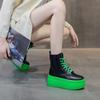 Мода 2024 года Ботильоны из натуральной кожи Зеленые ботинки на платформе для женщин Повседневные женские ботинки на шнуровке в стиле армейской обуви на толстой подошве Массивная обувь