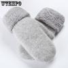 Thick Warm Finger Gloves for Winter Women Thick Warm Double Layer Plush Solid Color Gloves