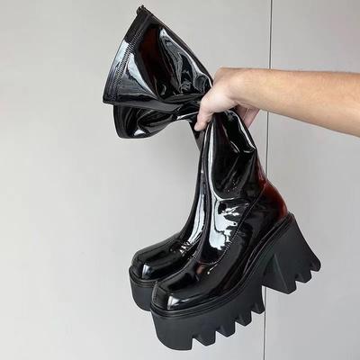 Douyin рекомендует эластичные тонкие ботфорты ZA из мягкой кожи, высокие ботинки на толстой подошве, длинные ботинки, маленькие ботинки, женские ботфорты выше колена, ботинки, стройнящие ноги