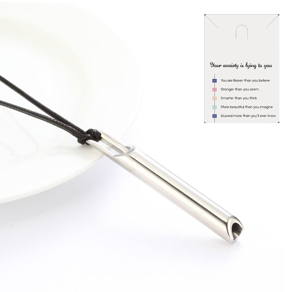 For Anxiety Relief Mindful Breathing Necklace Stress Anxiety Whistle Necklace Yoga Sports