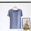 New Summer Ladies Modal Pajamas One Piece Top T-Shirt With Chest Pad Short Sleeve Bottoming Shirt Homewear Sleep Wear Women