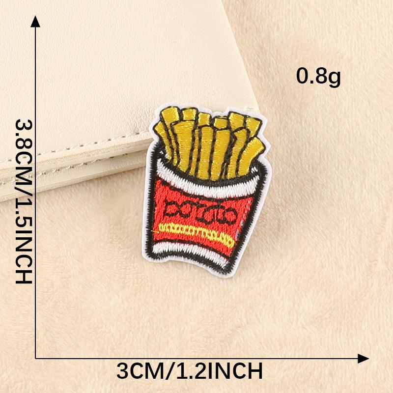 Embroidery Label Food Burger Fries Embroidery Sticker Patch Sticker Clothing Accessories Shoe Logo Cloth Label Cloth Sticker