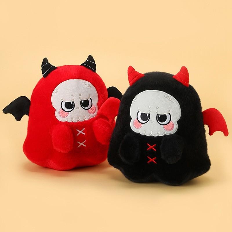 Halloween Black And Red Ghost Skull Plush Doll Pillow For Party And Kids