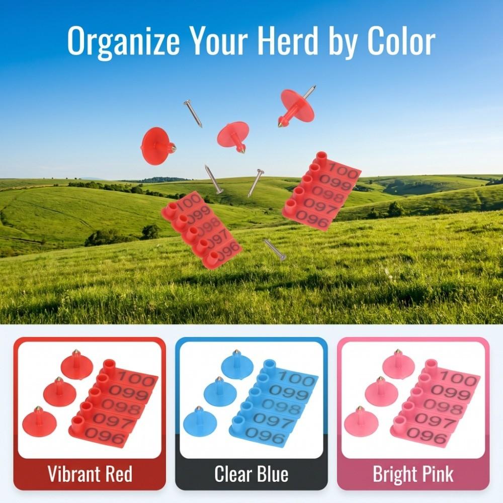 100Pcs Flexible Numbered Cattle Ear Tags PP Livestock Identification Card Livestock Ear Tags Fox