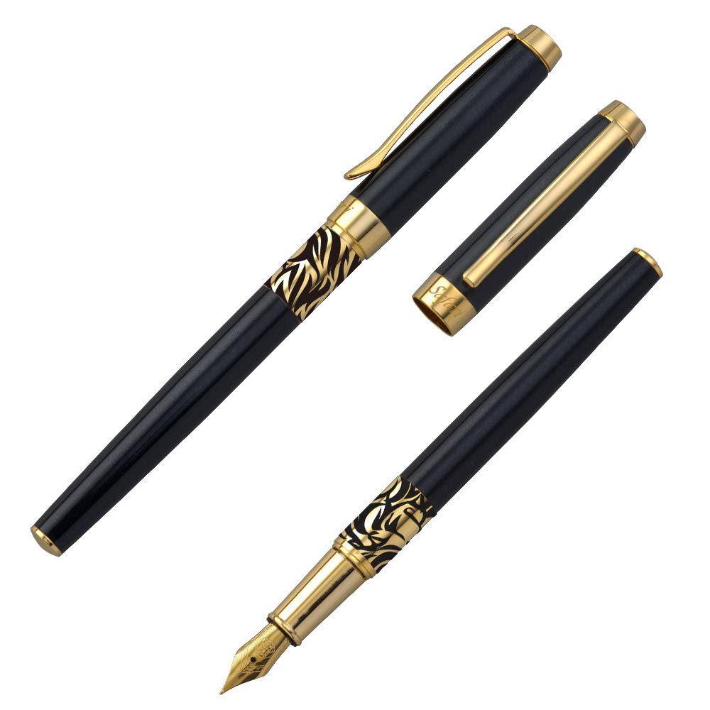IWI Fountain Extra Safari Metallic Lacquer Pen, Fine, Lion, IWI-9S530FP-00G, (Black)