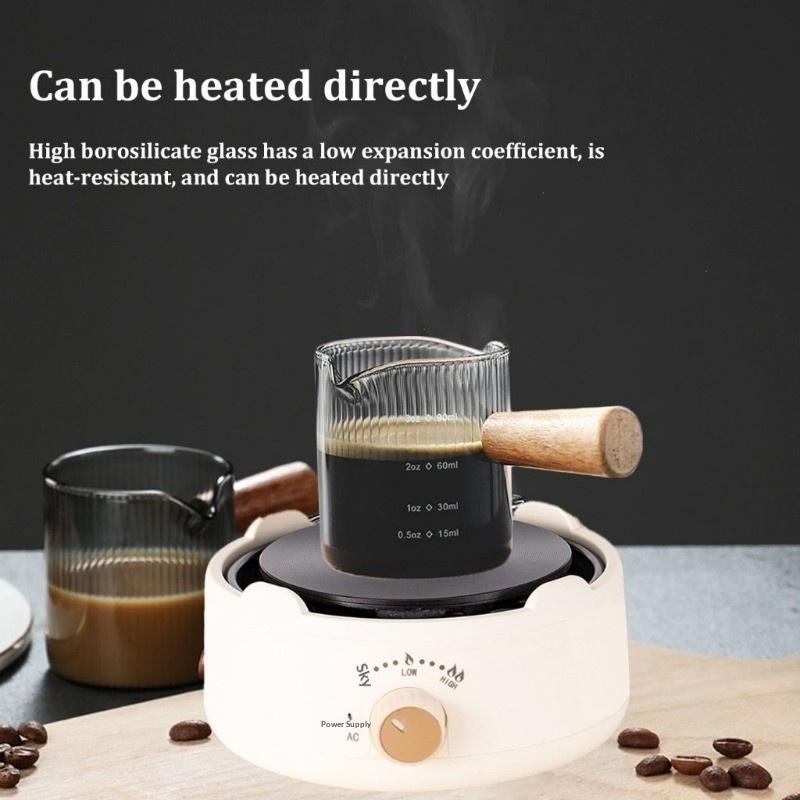 120 мл Стакан для эспрессо Деревянная ручка Одинарный Двойной носик Мерная чашка для кофе Кружка с двойной шкалой