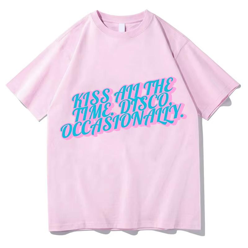Vintage Kiss All The Time Disco Occasionally T-Shirts Tees Shirt Unisex Fashion Casual Aesthetic Graphic Summer Pure Cotton Tops