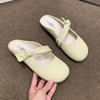 Мода осень/весна женская повседневная лаконичная уличная обувь с круглым носком мюли на плоской подошве однотонные туфли без застежек для женщин 2024 Butterfly-kont