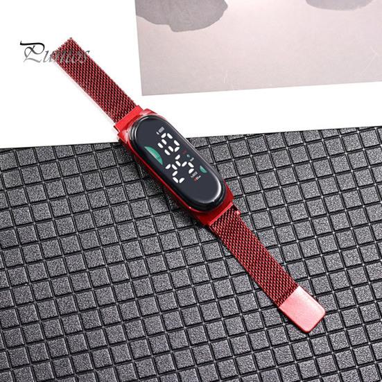 Светодиодные цифровые часы Водонепроницаемые магниты из нержавеющей стали Сенсорный экран Разборчивый циферблат Высокоточный длинный циферблат Спортивные наручные часы унисекс с батарейным питанием